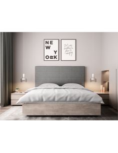 Tête de lit OBED aspect quadrillé en tissu gris 2