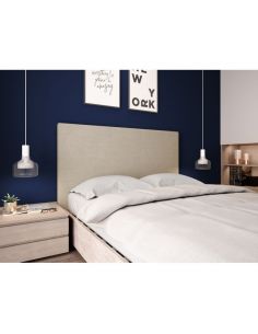 Tête de lit en tissu OBED motif uni couleur beige 140 x 120 cm 2