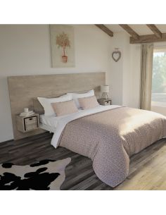 Pack Tête de lit avec 2 chevets en Bois, Coloris Chêne Cigare Brut ou chène clair